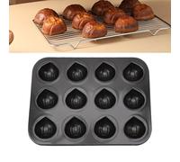 Tortiera di muffin, antiaderente 12 cavità a forma di castagne bakeware nero da 12 tazze di torta per muffin non bastone da forno in acciaio a carbone stampo per dessert da forno