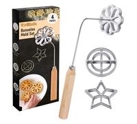 Tortillada - 4 pezzi Set Bunuelos Stampo con manico in legno Rosetta Maker bisco