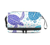 Tortoise Under Water World, trousse a doppio strato, per donne e ragazze, trousse da viaggio per trucchi, pratica borsa organizer con scomparto per pennelli, Multi, 27x15x14 cm/10.6x5.9x5.5 in, Beauty