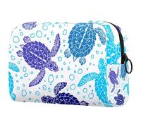 Tortoise Under Water World, trousse da donna, per articoli da toeletta da viaggio, grande, pratica borsa organizer con cerniera, Multi, 18.5x7.5x13cm/7.3x3x5.1in, Beauty case