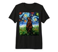 Tortoiseshell Cat Starry Night Tortie Kitty Opera d'Arte Maglietta Premium