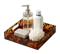 Tortoiseshell Vanity Tray With Handle - Modern Large Bathroom Counter Tray, Perfume And Makeup Holder, Stylish Organizer For Candles, Toiletries, Home, Bedroom, Living Room & Coffee Table Décor