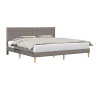 Tortora Fabric Upholstered Bed Frame with Headboard 200x200 cm, Modern Platform Bed with Elegant Turned Legs, Plywood Construction for Stability, Easy Assembly, for Master Bedroom or Guest Room