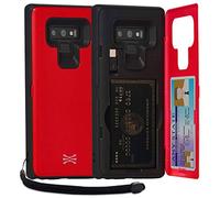 TORU CX PRO Note 9 - Custodia a portafoglio con porta carte di credito nascoste e slot per documenti d'identità, tracolla, specchio e adattatore USB per Samsung Galaxy Note 9 (2018), colore: Rosso