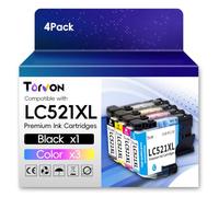 Torvon Cartucce LC521 compatibili con Brother LC521 LC521XL LC521VAL per DCP-J1260W DCP-J1310DW DCP-J1313DW DCP-J1360DW DCP-J1460DW (LC521 BK/C/M/Y)