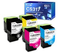 Torvon CS317 CX317 Toner compatibile con Lexmark CX317dn CS317dn CS417dn CX417de CS517de CX517de stampante 71B20K0 71B20C0 71B20M0 71B20Y0 (BK 3000 CMY 230) 0 Seit)