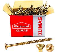 KLIMAS Viti per legno - Torx set - Testa Svasata Piana - Viti multiuso - viti legno - Viti autofilettanti per legno - Giallo Zinco viti per legno torx - set viti da 8x160 mm 50 pezzi