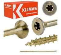 KLIMAS Viti per legno - Torx set - Testa Svasata Piana - Viti multiuso - viti legno - Viti autofilettanti per legno - Giallo Zinco viti per legno torx - set viti da 8x240 mm 50 pezzi