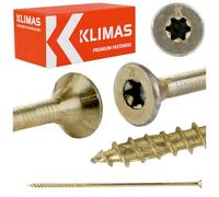 KLIMAS Viti per legno - Torx set - Testa Svasata Piana - Viti multiuso - viti legno - Viti autofilettanti per legno - Giallo Zinco viti per legno torx - set viti da 8x280 mm 50 pezzi