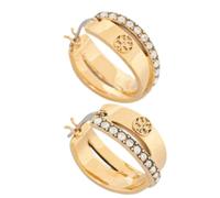 Tory Burch - Icon Pavé Hoop Earrings - - Accessories - Donna - Giallo - ONE SIZE