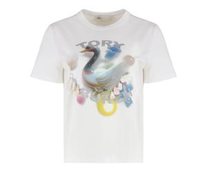 Tory Burch - Lucky Duck Cotton T-Shirt - - Tops - Donna - Bianco - S