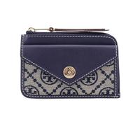 Tory Burch - Portafoglio in pelle e tessuto con monogramma T - - Accessories - Donna - Blu - ONE SIZE