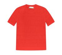 Tory Burch - T-shirt a maniche corte con monogramma a T e girocollo a coste - - Tops - Donna - Rosso - S