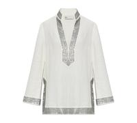 Tory Burch - Tunicca in Lino Ricamata - - Blouses & Shirts - Donna - Bianco - M