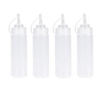 Torytoe Bottiglie Condimento, 4 Pezzi 8oz Squeeze Bottle con Tappi, Bottiglia Squeeze di Plastica, Bottiglie di Condimento per Spremere, Flacone Dosatore, a Prova di Perdite e Senza BPA (240ml)