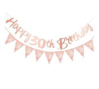 Torytoe Decorazioni 30 Anni Oro Rosa, Striscione Buon Compleanno, Triangolari Ghirlanda Addobbi 18 Anni Compleanno per Uomo Donna Decorazioni Festa (oro rosa-30)
