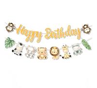 Torytoe Ghirlanda di Buon Compleanno, 2 pezzi Banner Happy Birthday Animali Striscione di Buon Compleanno Decorazione per feste di compleanno per bambini, ragazze, donne e adulti