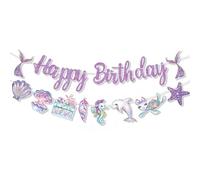 Torytoe Ghirlanda di Buon Compleanno, 2 pezzi Decorazione di Compleanno Sirene Striscione di Buon Compleanno Decorazione per feste di compleanno per bambini, ragazze, donne e adulti (Sirene)