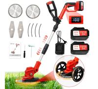 Tosaerba a batteria 21V OUTIGO, 18000 giri/min, utensile elettrico da giardino, batterie 2×4500mAh, indicatore del livello della batteria, con ruote Rosso
