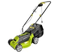 Tosaerba Elettrico 1600W, Cassetto Raccolta Erba da 30L, Larghezza di Taglio 32cm, 3 Altezze di Taglio Regolabili (25-65mm), Manico Pieghevole per Facile Stoccaggio, Scarificatore per Giardino