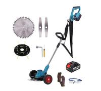 Tosaerba Elettrico Senza Spazzole E Fili Con Ruote Tagliaerba Lunghezza Regolabile Angolo Telescopico Attrezzi Da Giardino For Potatura Leggero Buona Potenza(With 1 battery set)