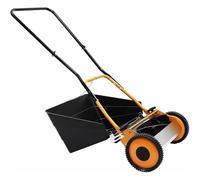 Tosaerba manuale con lame in acciaio e raccoglierba, design compatto a pressione, ruote antiscivolo, ideale per giardini domestici, efficiente e facile da usare