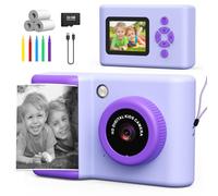 Tosaju Fotocamera istantanea per bambini, fotocamera digitale con carta da stampa e scheda TF da 32 G, con penne colorate, regalo di Natale, compleanno, per bambini, 3-14 anni, viola