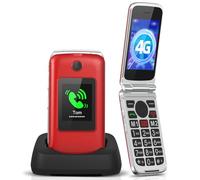 Tosaju Telefono cellulare per anziani 4G senza contratto, semplice da usare con tasti grandi, con stazione di ricarica, tasto di emergenza Dual SIM libero 1200 mAh, lunga durata in standby 2,8 e 1,77