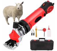 Tosatrice elettrica per pecore da 900 W, tosatrice regolabile a 6 velocità con lama in acciaio legato, tosatrice per animali per pecore, capre, lama e cavalli, include 5 accessori red