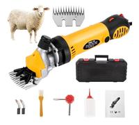 Tosatrice elettrica per pecore da 900 W, tosatrice regolabile a 6 velocità con lama in acciaio legato, tosatrice per animali per pecore, capre, lama e cavalli, include 5 accessori yellow
