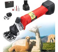 Tosatrice elettrica professionale per pecore senza fili, tosatrice per pecore con batteria al litio da 200 W, per la rasatura della lana del bestiame con batteria di riserva e tuta, 220 V, rossa