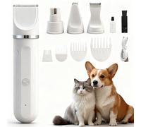 Tosatrice per Cani e Gatti 4 in 1 Professionale, Rasoio per Cani Ricaricabile con 4 Testine Lavabili, Rasoio per Animali Domestici Senza Fili per la Depilazione di Tutto il Corpo