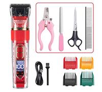 Tosatrice professionale for cani Tagliacapelli for cani Toelettatura for animali domestici Gatto Cane Coniglio Kit rasoio ricaricabile for taglio di capelli Basso rumore(Red 4 Accessories)