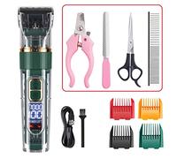 Tosatrice professionale for cani Tagliacapelli for cani Toelettatura for animali domestici Gatto Cane Coniglio Kit rasoio ricaricabile for taglio di capelli Basso rumore(Green 4 Accessories)