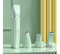 Tosatrice silenziosa 4 in 1 per cani con testa di trimmer, impermeabile IPX7, tagliacapelli elettrico per occhi, orecchie, zampe (verde)
