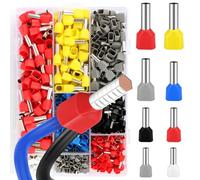 TOSAVGA 750 Pezzi Puntalini Doppi 0.5-10mm², Puntalini Elettrici a Crimpare Set, Terminali a Crimpare Doppi Entrata, Terminali Gemellati Preisolati, adatti per Crimpatura fai da te e industriale