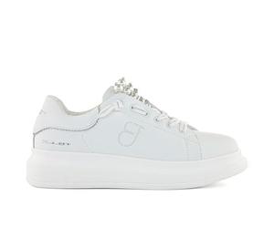 Tosca Blu Sneaker da Donna Bellatrix in Pelle Bianca con Perle - Bellatrix 005 C00 - Taglia 38