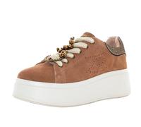 Tosca Blu Sneakers in camoscio Cuoio Orsetti e Cuore nei Lacci Suola di 6,5cm Vera Pelle Morbida Sneakers Donna Autunno Inverno 2024 Colore : Cuoio Taglia : 35