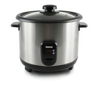 TOSCA Pentola per riso elettrico da 1,5 l (8 porzioni) - Pentola per riso da 500 W in acciaio inox, funzione mantieni caldo, coperchio in vetro temperato, antiaderente, include bicchiere e cucchiaio