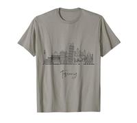 Toscana Italia Skyline Viaggio Souvenir Nero Cityscape Maglietta