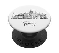 Toscana Italia Skyline Viaggio Souvenir Nero Cityscape PopSockets PopGrip Adesivo