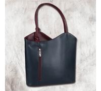 Toscanto Damen Schultertasche Rucksack in Leder Blu Marrone OTT106SM 28x29x9cm