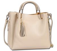 Toscanto Damen Tasche Umhängetasche in Leder Beige 30x21x13cm OTT857UI3