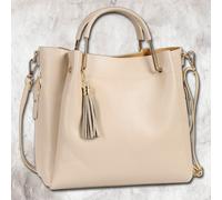 Toscanto Damen Tasche Umhängetasche in Leder Beige 30x21x13cm OTT857UI3