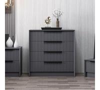 Toscohome Cassettiera con 4 cassetti incassati colore antracite effetto cannettato 72x42x77H cm - Wilmy