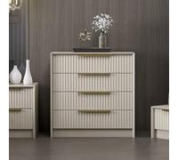 Toscohome Cassettiera con 4 cassetti incassati colore cashmere effetto cannettato 72x42x77H cm - Wilmy
