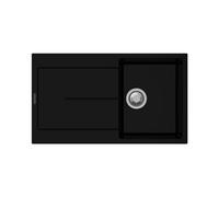 Toscohome Lavello 86x50 cm in quarzo reversibile a una vasca e gocciolatoio colore nero - Enigma D100