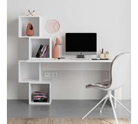 Toscohome Scrivania con libreria 4 cubi colore bianco 153,5x60x140H cm - Menny