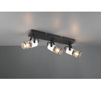 TOSH BARRA 3 SPOTS CILINDRI GABBIA METALLO NERO OPACO E LEGNO BIANCO ANTICO L. 44CM ATTACCO E14