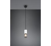 TOSH SOSPENSIONE CILINDRO GABBIA METALLO NERO OPACO E LEGNO BIANCO ANTICO D. 10CM 1 LUCE ATTACCO E27